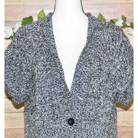 Kenneth Cole Reaction Gray Heathered Ladies XL Short Sleeve Cardigan Chunky Knit - Picture 5 of 12